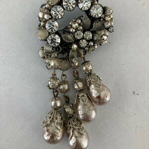 Vtg '50 RARE ORIGINAL ROBERT Miriam Haskell era baroque faux pearl  brooch